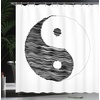 Ambesonne Coastal Shower Curtain, Romantic Wooden Bungalow on The Water Deckchairs Maldives Beach Summer Relax, Cloth Fabric Bathroom Decor Set with Hooks, 69″ W x 84″ L, Brown Blue(White Black)