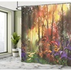 Ambesonne Coastal Shower Curtain, Romantic Wooden Bungalow on The Water Deckchairs Maldives Beach Summer Relax, Cloth Fabric Bathroom Decor Set with Hooks, 69″ W x 84″ L, Brown Blue(Purple Burgundy)