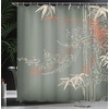 Ambesonne Coastal Shower Curtain, Romantic Wooden Bungalow on The Water Deckchairs Maldives Beach Summer Relax, Cloth Fabric Bathroom Decor Set with Hooks, 69″ W x 84″ L, Brown Blue(Sage Green)