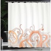 Ambesonne Coastal Shower Curtain, Romantic Wooden Bungalow on The Water Deckchairs Maldives Beach Summer Relax, Cloth Fabric Bathroom Decor Set with Hooks, 69″ W x 84″ L, Brown Blue(Orange Grey)