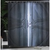 Ambesonne Coastal Shower Curtain, Romantic Wooden Bungalow on The Water Deckchairs Maldives Beach Summer Relax, Cloth Fabric Bathroom Decor Set with Hooks, 69″ W x 84″ L, Brown Blue(Black White)