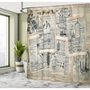 Ambesonne Coastal Shower Curtain, Romantic Wooden Bungalow on The Water Deckchairs Maldives Beach Summer Relax, Cloth Fabric Bathroom Decor Set with Hooks, 69″ W x 84″ L, Brown Blue(Green Beige)