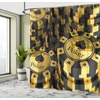 Ambesonne Coastal Shower Curtain, Romantic Wooden Bungalow on The Water Deckchairs Maldives Beach Summer Relax, Cloth Fabric Bathroom Decor Set with Hooks, 69″ W x 84″ L, Brown Blue(Yellow Black)