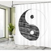 Ambesonne Coastal Shower Curtain, Romantic Wooden Bungalow on The Water Deckchairs Maldives Beach Summer Relax, Cloth Fabric Bathroom Decor Set with Hooks, 69″ W x 84″ L, Brown Blue(White Black)