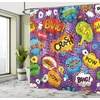 Ambesonne Coastal Shower Curtain, Romantic Wooden Bungalow on The Water Deckchairs Maldives Beach Summer Relax, Cloth Fabric Bathroom Decor Set with Hooks, 69″ W x 84″ L, Brown Blue(Purple Orange)