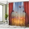 Ambesonne Coastal Shower Curtain, Romantic Wooden Bungalow on The Water Deckchairs Maldives Beach Summer Relax, Cloth Fabric Bathroom Decor Set with Hooks, 69″ W x 84″ L, Brown Blue(Multi Color)