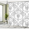 Ambesonne Coastal Shower Curtain, Romantic Wooden Bungalow on The Water Deckchairs Maldives Beach Summer Relax, Cloth Fabric Bathroom Decor Set with Hooks, 69″ W x 84″ L, Brown Blue(Pale Grey)