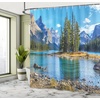 Ambesonne Coastal Shower Curtain, Romantic Wooden Bungalow on The Water Deckchairs Maldives Beach Summer Relax, Cloth Fabric Bathroom Decor Set with Hooks, 69″ W x 84″ L, Brown Blue(Blue Green)