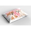 Ambesonne Dog Lover Pillow Sham, 2 Valentine Dogs Holding an Ornate Bone Romantic Love Couple Happiness, Decorative Standard Size Printed Pillowcase, 26″ X 20″, Pink Cream