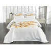 Ambesonne Fall Bedspread, Branch Pale Autumn Leaves and Birds Natural Change in Season Summertime Print, Decorative Quilted 3 Piece Coverlet Set with 2 Pillow Shams, Queen Size, Yellow Cream