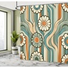 Ambesonne Floral Shower Curtain, Romantic and Gentle Pastoral Tale of Tiny Nature Blooms Mellow Garden, Cloth Fabric Bathroom Decor Set with Hooks, 69″ W x 75″ L, Off White Blush and Green(Burnt Orange and Cadet Blue)