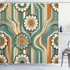 Ambesonne Floral Shower Curtain, Romantic and Gentle Pastoral Tale of Tiny Nature Blooms Mellow Garden, Cloth Fabric Bathroom Decor Set with Hooks, 69″ W x 75″ L, Off White Blush and Green(Burnt Orange and Cadet Blue)