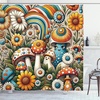Ambesonne Floral Shower Curtain, Romantic and Gentle Pastoral Tale of Tiny Nature Blooms Mellow Garden, Cloth Fabric Bathroom Decor Set with Hooks, 69″ W x 75″ L, Off White Blush and Green(Multi Color)