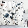 Ambesonne Floral Shower Curtain, Romantic and Gentle Pastoral Tale of Tiny Nature Blooms Mellow Garden, Cloth Fabric Bathroom Decor Set with Hooks, 69″ W x 75″ L, Off White Blush and Green(Grey Slate Blue Blush)
