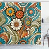 Ambesonne Floral Shower Curtain, Romantic and Gentle Pastoral Tale of Tiny Nature Blooms Mellow Garden, Cloth Fabric Bathroom Decor Set with Hooks, 69″ W x 75″ L, Off White Blush and Green(Blue Orange Green)