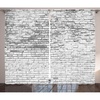 Ambesonne Brick Wall Curtains, Neutral Tone Look Worn and Cracked Grunge Stained Street Masonry Architecture Image Rustic Print, Living Room Bedroom Window Drapes 2 Panel Set, 108″ X 90″, Grey White