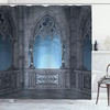 Ambesonne Cartoon Shower Curtain, Fantasy World Castle Architecture Details Terrace Gazebo Indoor Foggy Forest, Cloth Fabric Bathroom Decor Set with Hooks, 69″ W x 84″ L, Grey Pale Blue