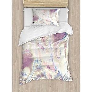 Ambesonne Cartoon Duvet Cover Set, Vintage Floral Carriage Horse and Colorful Flowers Butterfly Print, Decorative 3 Piece Bedding Set with 2 Pillow Shams, Queen Size, Black Pink(Rose Blue)