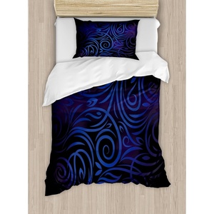 Ambesonne Cartoon Duvet Cover Set, Vintage Floral Carriage Horse and Colorful Flowers Butterfly Print, Decorative 3 Piece Bedding Set with 2 Pillow Shams, Queen Size, Black Pink(Royal Blue)