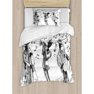 Ambesonne Cartoon Duvet Cover Set, Vintage Floral Carriage Horse and Colorful Flowers Butterfly Print, Decorative 3 Piece Bedding Set with 2 Pillow Shams, Queen Size, Black Pink(White Dark Grey)