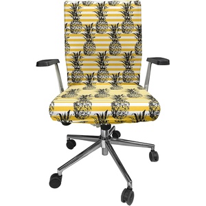Ambesonne Cartoon Office Chair Slipcover, Xray Part of an Abstract Skeleton Image in Repetitive Grunge Pattern, Protective Stretch Decorative Fabric Cover, Standard Size, Ivory Charcoal(Yellow White)