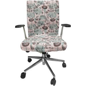 Ambesonne Cartoon Office Chair Slipcover, Xray Part of an Abstract Skeleton Image in Repetitive Grunge Pattern, Protective Stretch Decorative Fabric Cover, Standard Size, Ivory Charcoal(Teal Brown)