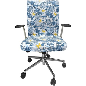Ambesonne Cartoon Office Chair Slipcover, Xray Part of an Abstract Skeleton Image in Repetitive Grunge Pattern, Protective Stretch Decorative Fabric Cover, Standard Size, Ivory Charcoal(Blue Azure)