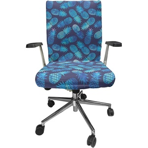 Ambesonne Cartoon Office Chair Slipcover, Xray Part of an Abstract Skeleton Image in Repetitive Grunge Pattern, Protective Stretch Decorative Fabric Cover, Standard Size, Ivory Charcoal(Night Blue)