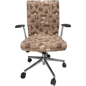 Ambesonne Cartoon Office Chair Slipcover, Xray Part of an Abstract Skeleton Image in Repetitive Grunge Pattern, Protective Stretch Decorative Fabric Cover, Standard Size, Ivory Charcoal(Umber Beige)