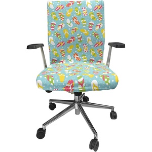 Ambesonne Cartoon Office Chair Slipcover, Xray Part of an Abstract Skeleton Image in Repetitive Grunge Pattern, Protective Stretch Decorative Fabric Cover, Standard Size, Ivory Charcoal(Aqua Blue)