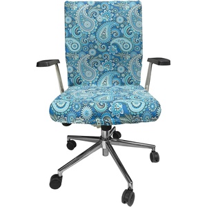 Ambesonne Cartoon Office Chair Slipcover, Xray Part of an Abstract Skeleton Image in Repetitive Grunge Pattern, Protective Stretch Decorative Fabric Cover, Standard Size, Ivory Charcoal(Blue Green)