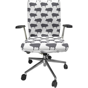 Ambesonne Cartoon Office Chair Slipcover, Xray Part of an Abstract Skeleton Image in Repetitive Grunge Pattern, Protective Stretch Decorative Fabric Cover, Standard Size, Ivory Charcoal(Grey and White)