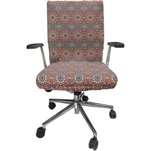 Ambesonne Cartoon Office Chair Slipcover, Xray Part of an Abstract Skeleton Image in Repetitive Grunge Pattern, Protective Stretch Decorative Fabric Cover, Standard Size, Ivory Charcoal(Turquoise Orange)