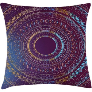 Ambesonne Cartoon Throw Pillow Cushion Cover, Do Yoga Be Happy Cartoon Red Dog Sitting on Lotus Position of Yoga Fun, Decorative Square Accent Pillow Case, 18″ X 18″, Orange Yellow(Sky Blue)
