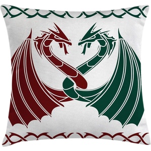 Ambesonne Cartoon Throw Pillow Cushion Cover, Do Yoga Be Happy Cartoon Red Dog Sitting on Lotus Position of Yoga Fun, Decorative Square Accent Pillow Case, 18″ X 18″, Orange Yellow(Green Red)