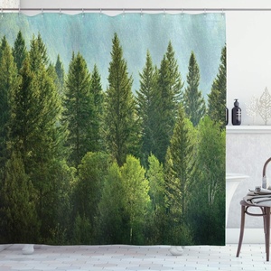Ambesonne Coastal Shower Curtain, Romantic Wooden Bungalow on The Water Deckchairs Maldives Beach Summer Relax, Cloth Fabric Bathroom Decor Set with Hooks, 69″ W x 84″ L, Brown Blue(Green Teal)