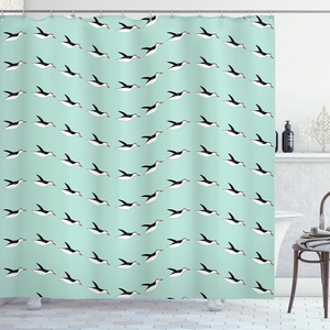 Ambesonne Coastal Shower Curtain, Romantic Wooden Bungalow on The Water Deckchairs Maldives Beach Summer Relax, Cloth Fabric Bathroom Decor Set with Hooks, 69″ W x 84″ L, Brown Blue(Mint Green and Black)