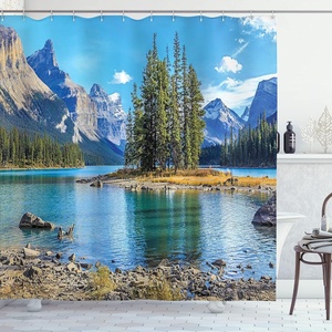 Ambesonne Coastal Shower Curtain, Romantic Wooden Bungalow on The Water Deckchairs Maldives Beach Summer Relax, Cloth Fabric Bathroom Decor Set with Hooks, 69″ W x 84″ L, Brown Blue(Blue Green)