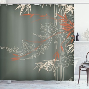 Ambesonne Coastal Shower Curtain, Romantic Wooden Bungalow on The Water Deckchairs Maldives Beach Summer Relax, Cloth Fabric Bathroom Decor Set with Hooks, 69″ W x 84″ L, Brown Blue(Sage Green)