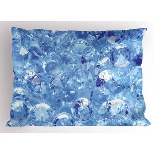 Ambesonne Diamonds Pillow Sham, Abstract Close up of Various Diamonds and Crystal Sea Romance Valentine Design, Decorative Standard Queen Size Printed Pillowcase, 30″ X 20″, Blue