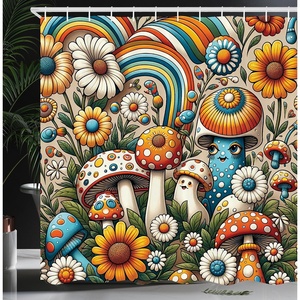 Ambesonne Floral Shower Curtain, Romantic and Gentle Pastoral Tale of Tiny Nature Blooms Mellow Garden, Cloth Fabric Bathroom Decor Set with Hooks, 69″ W x 75″ L, Off White Blush and Green(Multi Color)
