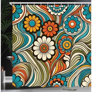 Ambesonne Floral Shower Curtain, Romantic and Gentle Pastoral Tale of Tiny Nature Blooms Mellow Garden, Cloth Fabric Bathroom Decor Set with Hooks, 69″ W x 75″ L, Off White Blush and Green(Blue Orange Green)