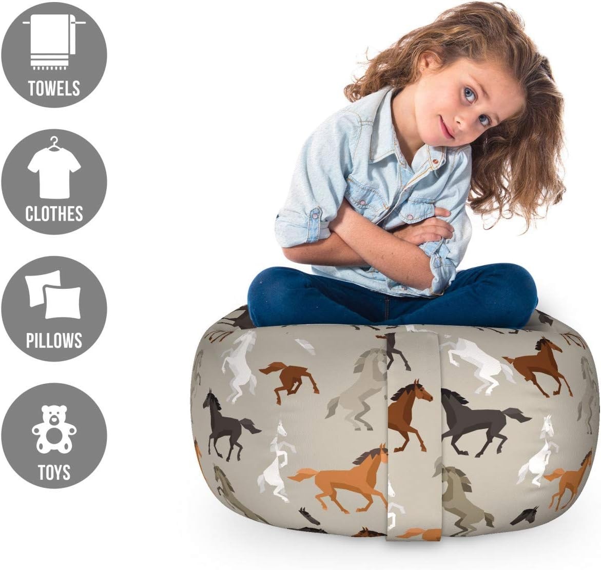 image:imageAmbesonne Black and White Storage Toy Bag Chair Monochrome Interlocking Stripes Pattern with Modern Abstract Inspirations Stuffed Animal Organizer Washable Bag Large Size White BlackTaupe Black