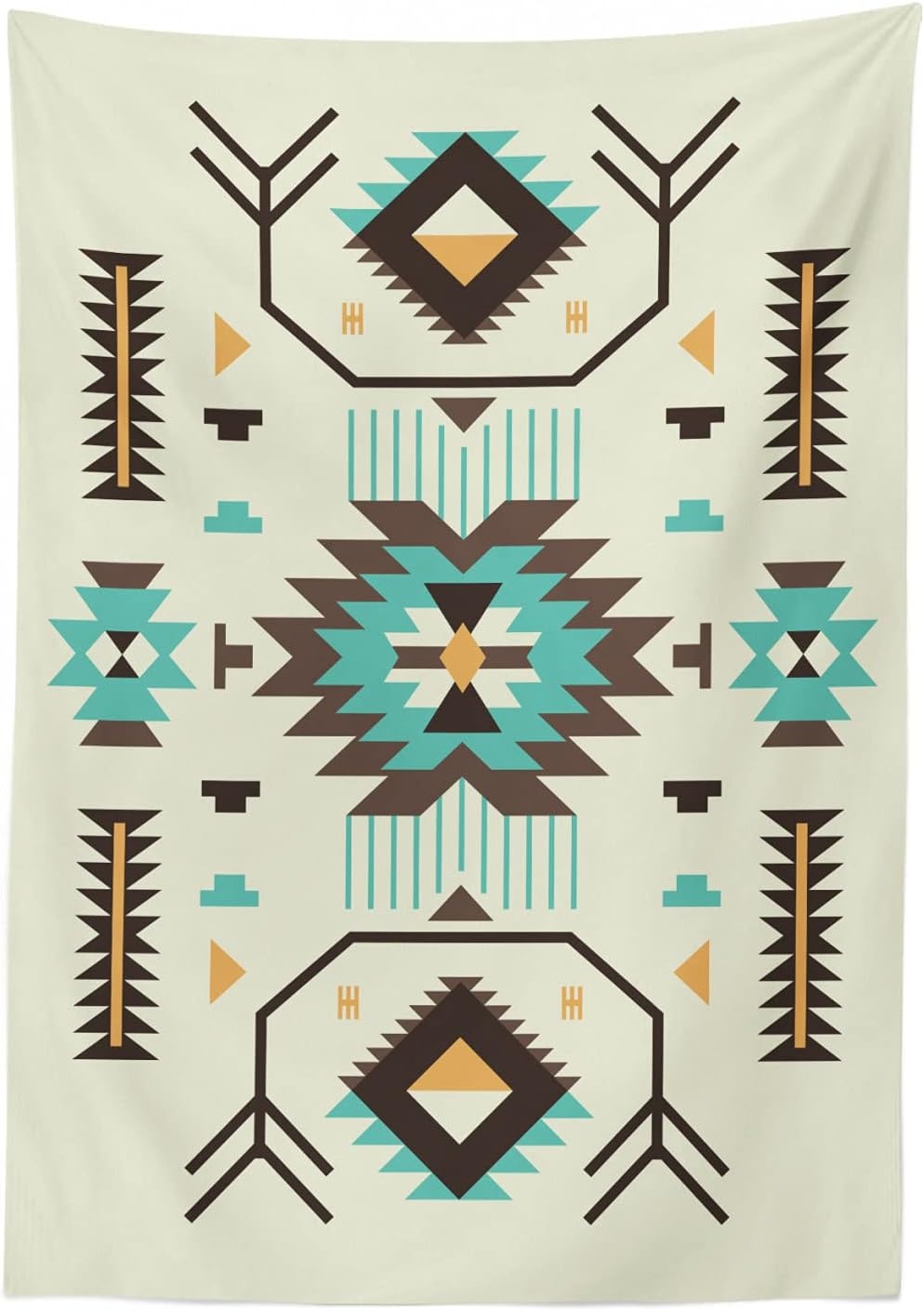 image:imageAmbesonne Geometric Outdoor Tablecloth Tile Mosaic Pattern in Antique Meander and Camo Style Effect Print Modern Decorative Washable Picnic Table Cloth 58 X 104 Baby BluePale Yellow