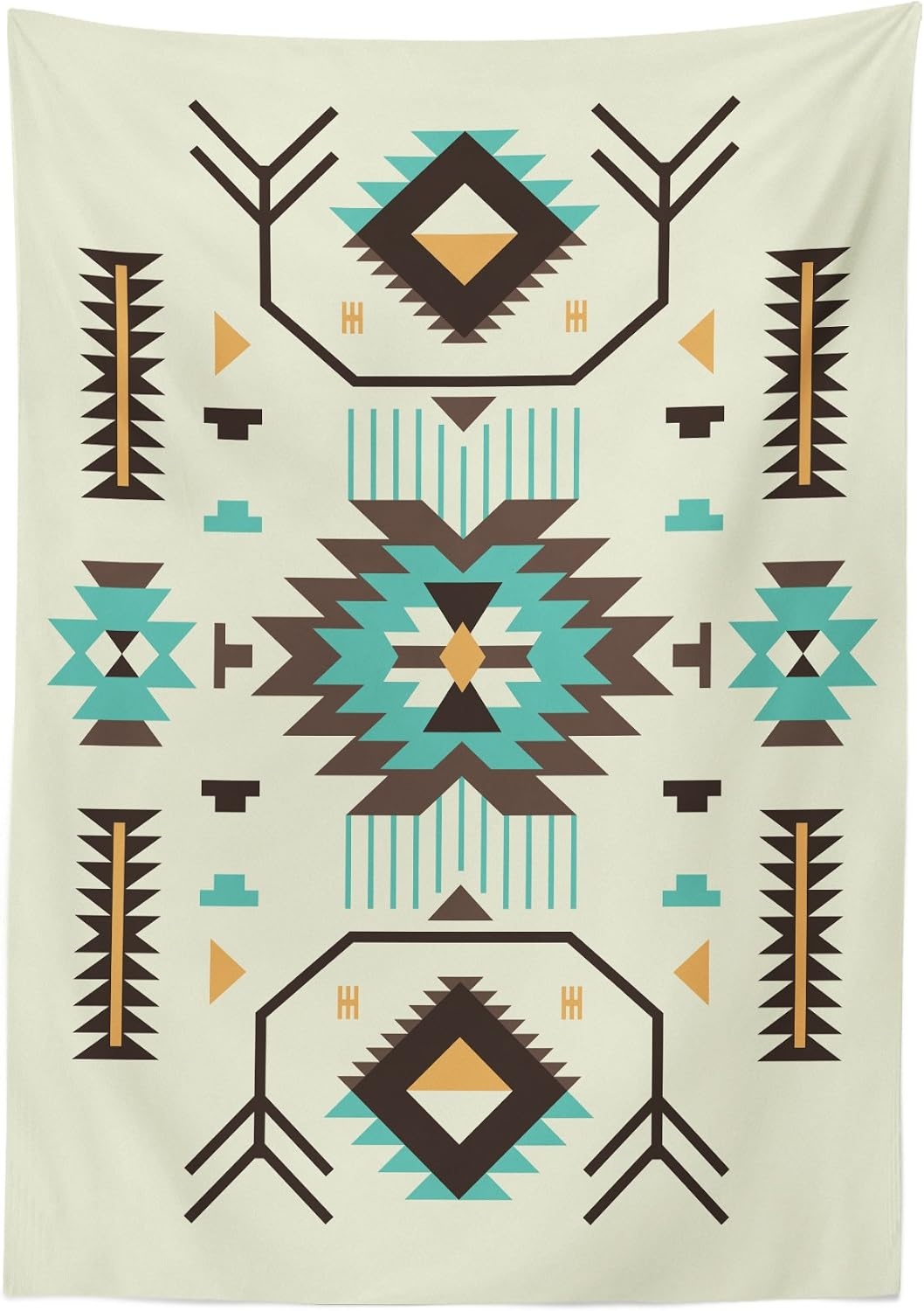 image:imageAmbesonne Geometric Outdoor Tablecloth Tile Mosaic Pattern in Antique Meander and Camo Style Effect Print Modern Decorative Washable Picnic Table Cloth 58 X 104 Baby BluePale Yellow