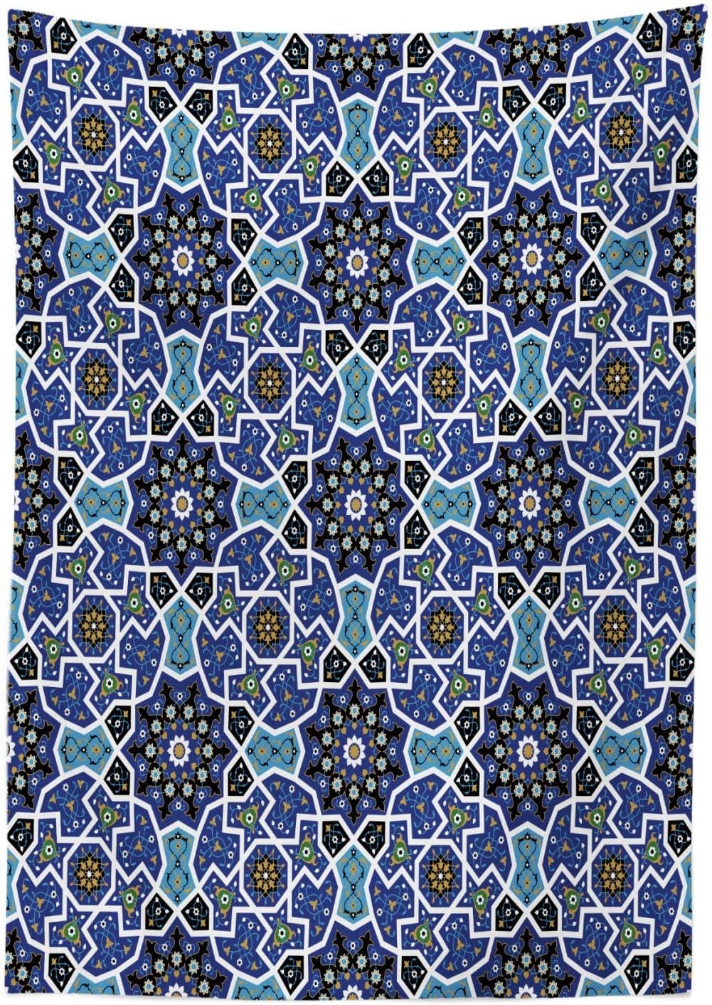 image:imageAmbesonne Geometric Outdoor Tablecloth Tile Mosaic Pattern in Antique Meander and Camo Style Effect Print Modern Decorative Washable Picnic Table Cloth 58 X 104 Baby BlueDark Blue