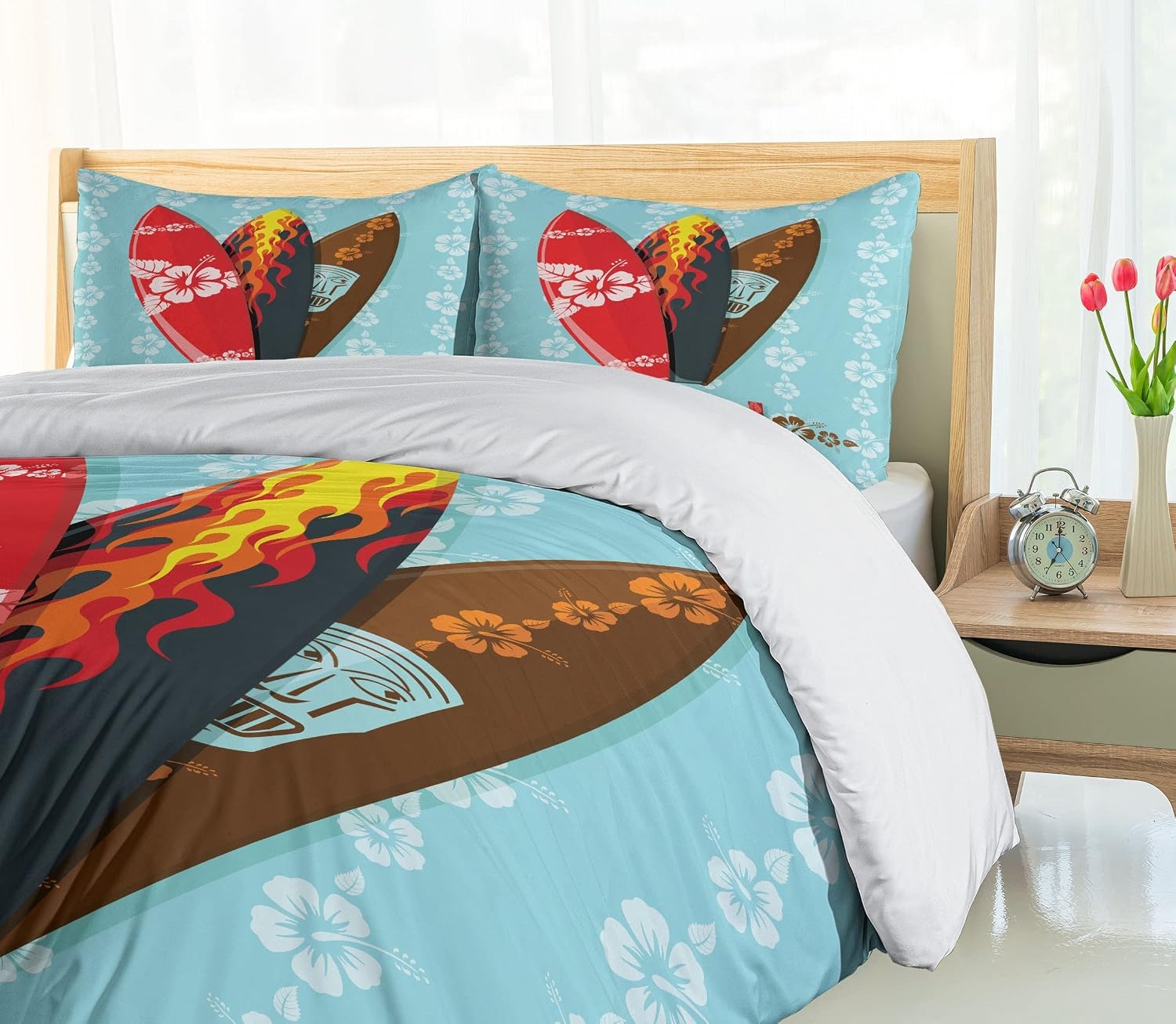 image:imageAmbesonne Lighthouse Duvet Cover Set Cap de Favaritx Sunset Lighthouse Cape in Mahon at Balearic Islands Spain Coast Decorative 3 Piece Bedding Set with 2 Pillow Shams Queen Size Blue BrownPale Blue