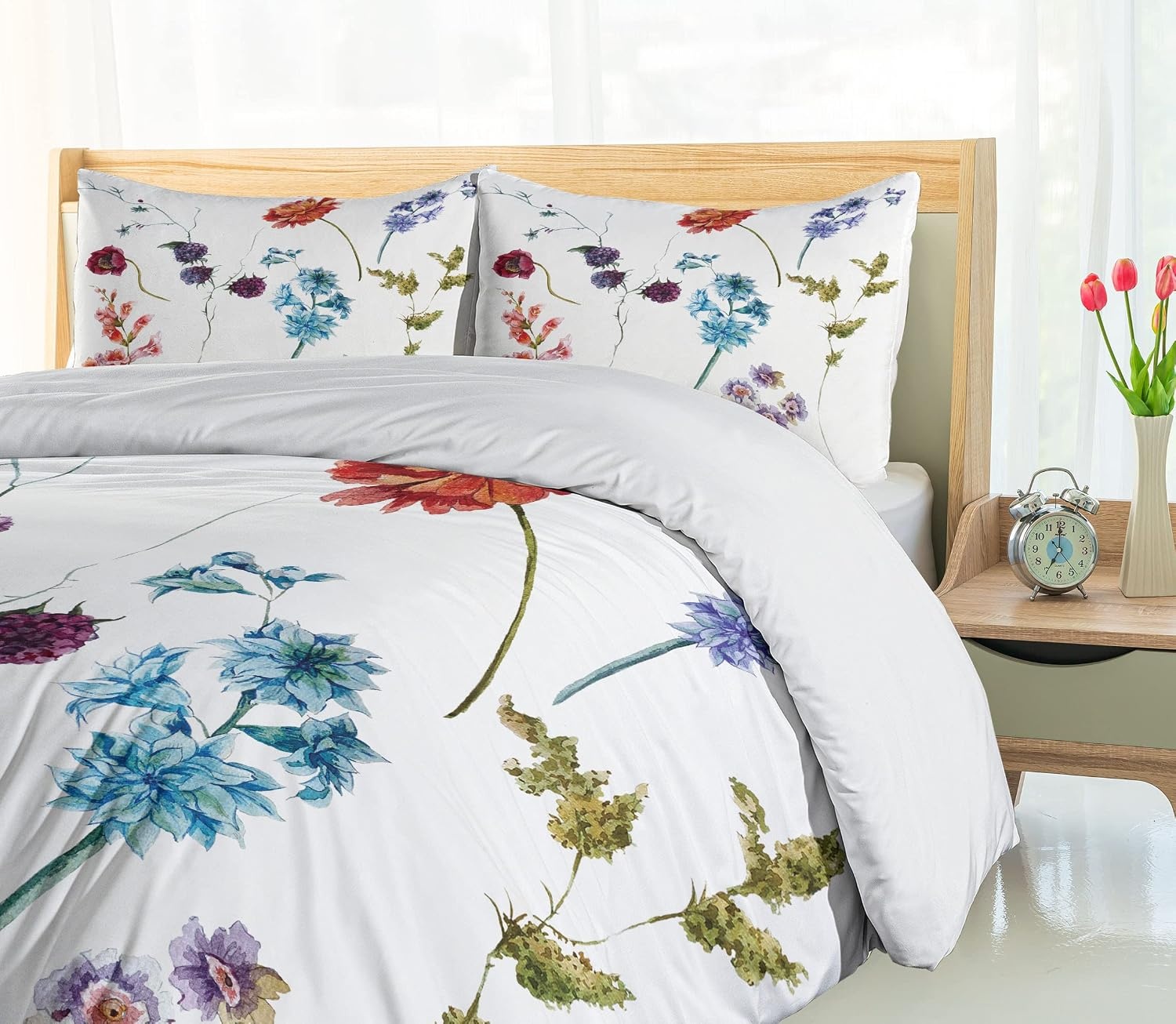 image:imageAmbesonne Lighthouse Duvet Cover Set Cap de Favaritx Sunset Lighthouse Cape in Mahon at Balearic Islands Spain Coast Decorative 3 Piece Bedding Set with 2 Pillow Shams Queen Size Blue BrownPurple Red