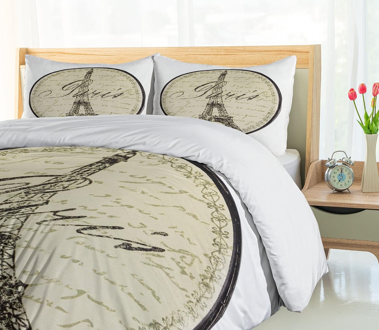 image:imageAmbesonne Lighthouse Duvet Cover Set Cap de Favaritx Sunset Lighthouse Cape in Mahon at Balearic Islands Spain Coast Decorative 3 Piece Bedding Set with 2 Pillow Shams Queen Size Blue BrownKhaki Black White