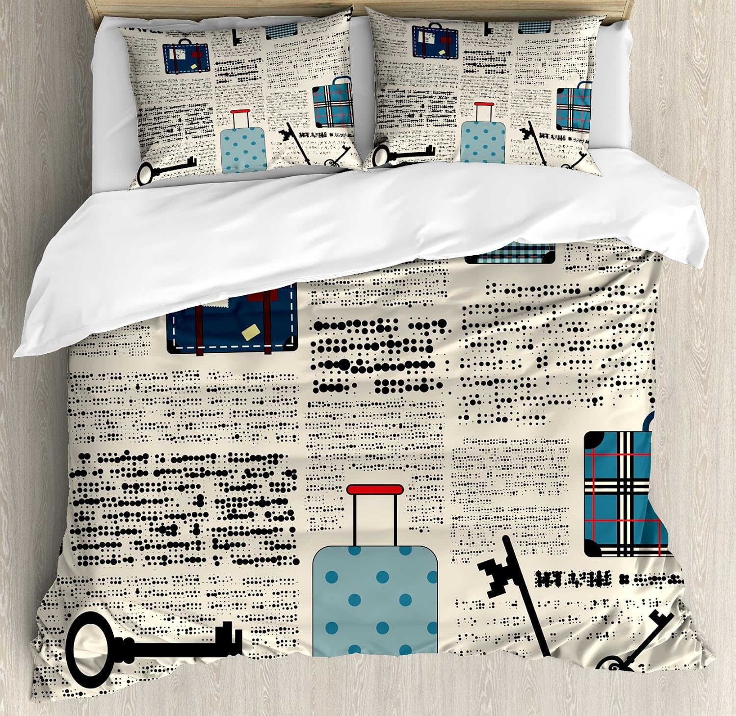 image:imageAmbesonne Lighthouse Duvet Cover Set Cap de Favaritx Sunset Lighthouse Cape in Mahon at Balearic Islands Spain Coast Decorative 3 Piece Bedding Set with 2 Pillow Shams Queen Size Blue BrownBlack Cream